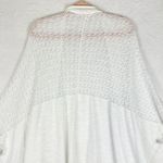 Garnet Hill  Linen Cotton Blend Open Front Cardigan Size Small Crochet White Photo 4