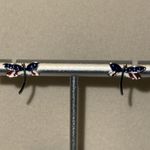 Dragonfly American Flag Earrings Stud Pierced Earrings Red Photo 6