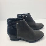 Sorel Danica Zipper Ankle Boot Womens 9 Gray Black Leather Moto Combat Grunge Photo 2