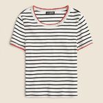 J.Crew NWT Vintage Rib Shrunken Tee Shirt Contrast Stitch Ivory - Green Tape Photo 0