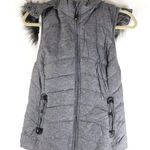 Green Tea  Womens Puffer Vest Faux Fur Lined Hooded Pockets Gray Size S Photo 0