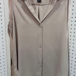 Rachel Zoe  Sleeveless Collared Button Front Shirt Top Beige Size Medium Photo 0
