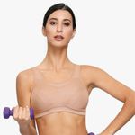 Deyllo Women’s Sports Bra High Impact Wireless Bra Full Coverage Plus Size Bra Non Padded Yoga Bras Tan Photo 4