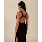 Misha Collection Women's Black Majorie Open Back Cross Straps Midi Dress Size 8 Photo 2