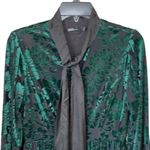 INA  Womens Velvet Bow Tie Long Sleeve Mini Dress Black Green‎ Size Medium NWOT Photo 2