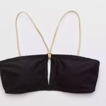 Aerie NWT medium black gold glitter bikini bandeau top swim Photo 0