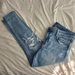 American Eagle A&E High Rise Indigo Distressed Jegging 14R Photo 1