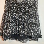 English Factory Women Size Medium Black Floral Flowy Blouse Top Long Sleeve Photo 2