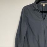 Garnet Hill  Bluish Grey V Neck 3/4 Sleeve Boho Blouse Womens XS Lagenlook Casual Photo 8