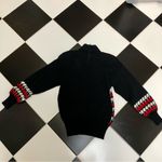 Lillie Rubin Vintage 80s Turtleneck Sweater Houndstooth Black Red Gold Buttons S Photo 6