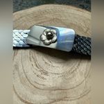 Weatherproof Vintage silver chain link stretch belt with floral buckle, one size Photo 1