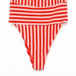 Forever 21 Red White Striped Terry Monokini High-Leg One-Piece Swimsuit – Size L Photo 3