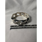 Vintage Chunky Chain Link Hinged Bangle Cuff Silver Tone Heavy Bangle Bracelet Photo 4