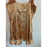 Altar'd State  Gold Floral Satin Ruffed Mini Dress L Photo 4