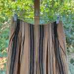 Banana Republic  Women's Mia Wide-Leg Cropped Linen Pant Brown Stripe Size 2 Photo 2