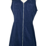 Sequin Hearts  Navy Corduroy Zip Front Sleeveless Dress Size 11 Stretch Photo 0