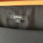 Floryday Silky Square Neckline Short Sleeve Floral Black Midi Dress Size XL Blue Photo 3