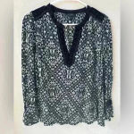 Lucky Brand Velvet Trim Peasant Blouse Size S Photo 1