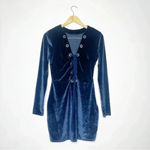 NBD Revolve Blue Velvet Long Sleeve Dress Size XS Photo 4