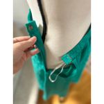 Source Unknown Vintage 90s Turquoise Green Floral Silk A-Line Midi Skirt Western Romantic Boho Photo 4