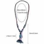 1pc‎ Vintage Ethnic Style Boho Handwoven Ceramic Beaded Adjustable Necklace Brown Photo 8
