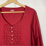 American Sweetheart Red Henley Quilted Long Sleeve Top L Size L Photo 2