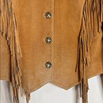 Carroll original wear leather tassel fringe western rodeo jacket coat Y2K M fall Tan Size M Photo 11
