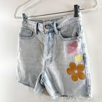 PacSun  Eco Light Blue Flower Graphic Girlfriend Cutoff Jean Denim Shorts Blue 00 Photo 9