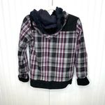 Fox Racing Girls Coat Small Plaid Button Front Faux Fur Lined Hood Pockets Gray Photo 2