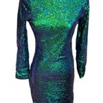 Green Sequin Dress Long Sleeve Bodycon Stretch S Photo 0