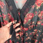 Torrid  Chiffon Lace Floral Bell Sleeve Babydoll Top 2X Sheer Whimsigoth Romanic Photo 2
