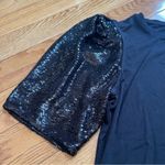 Elie Tahari Sequin Puff Sleeve T-Shirt Blouse Black Sz L Photo 3