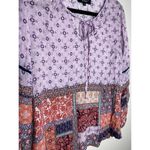 Tolani Feathers By  Blouse Size S Women's Boho Patchwork Tie Front Long Sleeve Photo 3