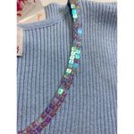 Quacker Factory Iridescent Sequin Neck Ribbed Sweater Tank Top Sz L Sky Blue NEW Size L Photo 3