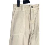 ZARA Cargo Relaxed Cotton Straight Leg Pants Zip Button 4 Pocket XS Cream #3188 Photo 5