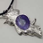 Handmade Owl Pendant w/ Lavender, Purple & White Metallic Resin Necklace Photo 6