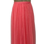 Christina Wu Bridesmaid Dress Style 22725 Size 4 Gold Sequin with Coral Tulle Photo 0