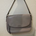 Kate Spade Jackson Gray Taupe Soft Pebbled Leather Medium Flap Crossbody Bag Photo 2