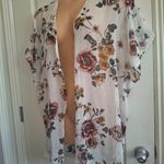 Maurices S/M Floral Kimono Cardigan White Size M Photo 2