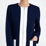 ZARA Navy White Two Tone Zipper Nautical Jacket Small Photo 0