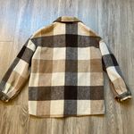 Brown Plaid Button Up Shacket Size S Photo 5