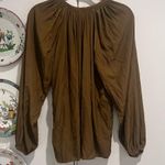 Joan Vass  Split Neck Blouse in Moss Photo 6