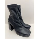 Wild Pair  Chunky Heel Platform Booties Black Size 9.5 Sock Like Fit Block Heel Photo 2