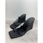 Open Edit  Wedge Sandals Size 9 Black Open Square Toe Photo 1