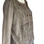 Chico's  Women's Cardigan Sweater Size 1 Taupe Camel color Embellished Beaded Photo 3