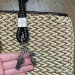 Brighton Woven Straw Shoulder Bag Olive Tan Charms Leather Photo 3