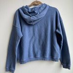 Aerie New Love Corded Cropped Hoodie Sweatshirt Size Small Blue ribbed Oversized Photo 5
