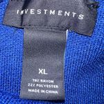 Investments Blue Chevron Knit Sweater Asymmetrical Cowl Neck Long Sleeve Top Photo 13