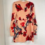 Topshop  Orange Red Floral Long Sleeve Mini Dress Womens 6 Shift Classic Casual Photo 4
