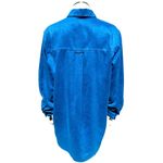 Chico's  Design Vintage Aqua Blue Button Up Tunic Shirt Long Sleeve Faux Suede 1 Photo 2